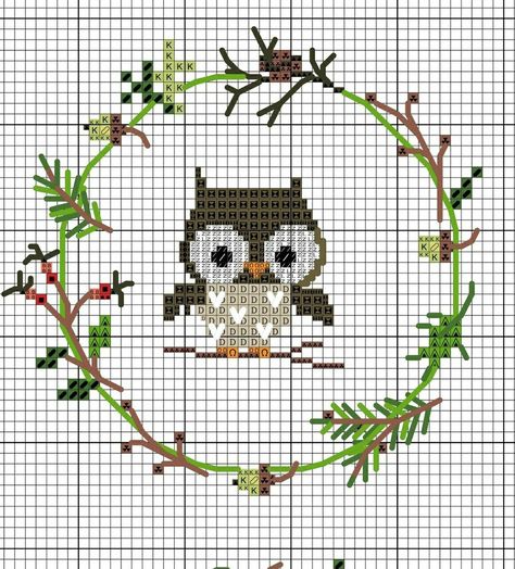 Christmas Cross Stitch Ornaments, Miniature Needlepoint, Cross Stitch Projects Ideas, Cross Stitch Owl, Autumn Cross Stitch Patterns, Fall Cross Stitch, Owl Cross Stitch, Cross Stitch Freebies, Cross Stitch Christmas Ornaments