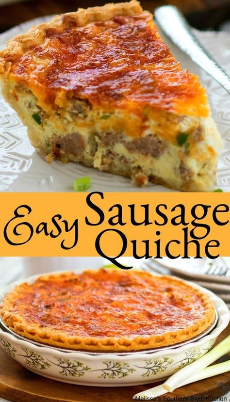 Easy Sausage Quiche, Sausage Quiche Recipes, Sausage Quiche, Recipes Cheese, Easy Quiche, Breakfast Quiche Recipes, Quiche Recipes Easy, Recipes Sausage, Baked Egg