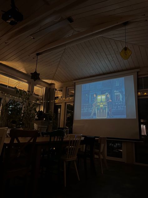 Projector Movie Night, Big Bear Trip, The Projector, Dog Cafe, Movie Projector, Small Cafe, Book Cafe, Movie Screen, Cat Cafe