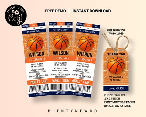 Ticket Birthday Invitation, Basketball Invitations, Basketball Birthday Invitations, Baby Q Invitations, Basketball Theme Party, Basketball Tickets, Ticket Style, Basketball Birthday, E Invite