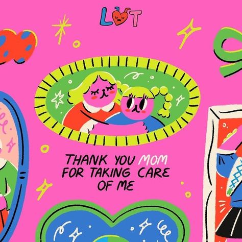 LIUNIC ON THINGS on Instagram: "Happy mother’s day for all mother figure in the world❤️👩‍👧 whether it’s your mom, sis, or grandma, use this post as a sign to call them! 💫 #illustration #liuniconthings #mother #mothersday" Happy Mother's Day Cute Illustration, Mothers Day Graphic Design, Mother's Day Graphic Design, Mother Day Illustration, Happy Mothers Day Illustration, Mothers Day Graphics, Grandma Illustration, Mother Illustration, Mother's Day Illustration