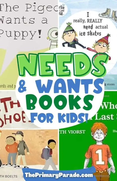 needs and wants books for kindergarten Needs Vs Wants Kindergarten, Best Kindergarten Read Alouds, Books About Economics, Wants And Needs Kindergarten, Wants Vs Needs Activities, Needs And Wants Kindergarten, Kindergarten Wants And Needs, Needs And Wants Activities, Read Aloud Books For Kindergarten