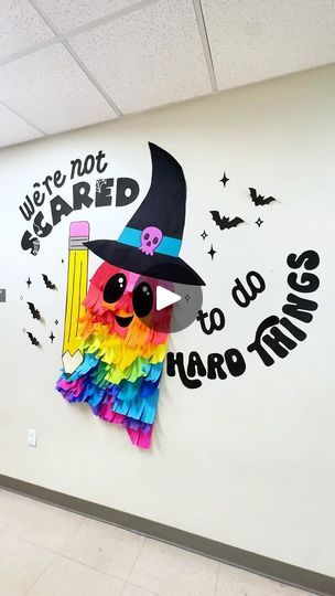 150K views · 7.5K reactions | We aren’t SCARED to do hard things! 👻🎃💖🌈✏️💀 Even though this display came together sooooo EASILY and it has made the  hugest Halloween impact in our hallway!!

Comment “LINK” to see what we used 🔗🔗🔗

If you create our Halloween Hallway display, tag us so we can see 👻

#astrobrights #colorizeyourclassroom #halloweenclassroomcontent #spectrumpack #brightmoments #wearentscared #hardthings #schooldisplay #hauntedhallway #halloweenbulletinboard #halloweendisplay #halloweendecor #classroomdecor #decoratewithme #artteachers #teachers #iteach #iteachtoo #teachersfollowteachers | Stephanie Osmundson & Loreal Hemenway Halloween Hallway, Halloween Bulletin Boards, Hallway Displays, Do Hard Things, School Displays, Halloween Monster, Halloween Displays, Classroom Door, School Hacks