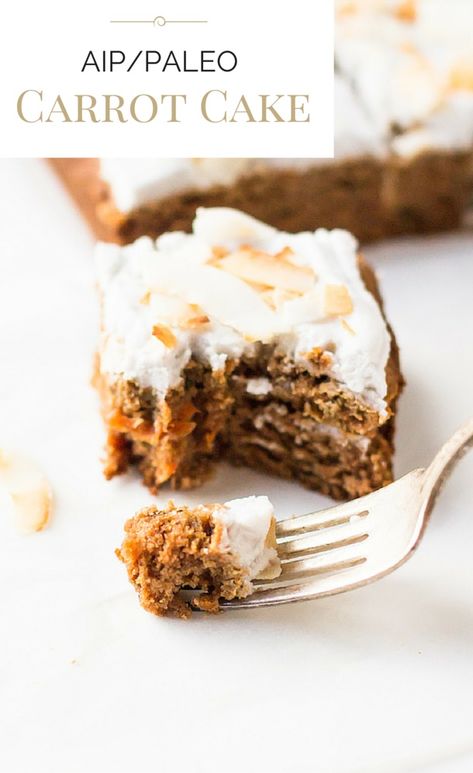 AIP/Paleo Carrot Cake with Whipped Coconut Frosting ~ vegan too! lovely spring dessert. Paleo Carrot Cake, Aip Desserts, Cake Mug, Coconut Frosting, Paleo Sweets, Aip Paleo, Low Carb Dessert, Paleo Treats, Aip Recipes