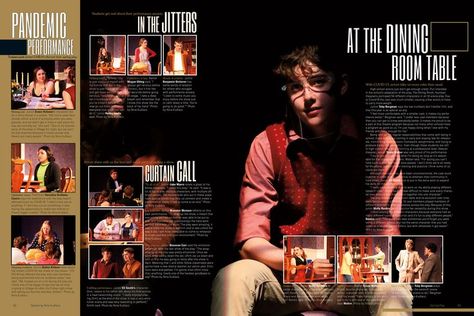 2021 / Ralston, Nebraska / Organizations / Theatre, play / Showstopper Theatre Program Design, Movie Brochure, Jostens Yearbook, Theatre Magazine, Yearbook Design Layout, Cinema Magazine, Magazine Page Layouts, Yearbook Inspiration, Yearbook Class