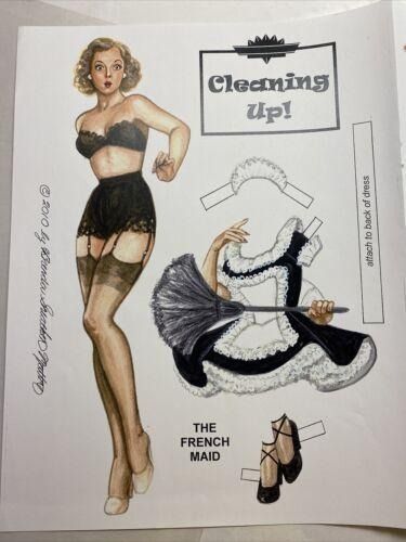 CLEANING UP by Brenda Sneathen Mattox paper doll set 2010 2 pages full color | #3822439766 Paper Doll Vintage, Pinup Doll, Paper Doll Costume, Johann Strauss, Small Gallery, Doll Halloween Costume, Hollywood Costume, Pin Up Girl Vintage, Retro Lingerie