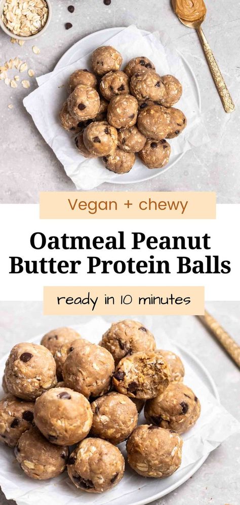 Sweet and chewy, these vegan protein balls make for a perfect afternoon pick-me-up. They are loaded with protein and fiber, making them an ideal snack to keep handy. This recipe requires only 5 ingredients and 10 minutes to whip up! Protein Powder Balls Healthy, Protein Balls With Almond Flour, Oatmeal Peanut Butter Protein Balls, Vegan Protein Balls, Best Vegan Protein Powder, Peanut Butter Protein Balls, Oatmeal Peanut Butter, Best Vegan Protein, Protein Balls Recipes