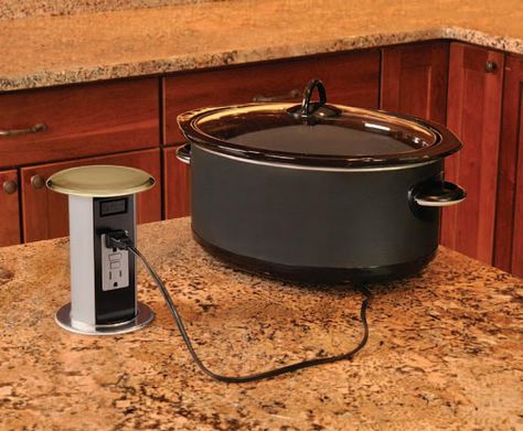 pop up electrical outlet  idea of islands Pop Up Outlets Kitchen Island, Outlet On Kitchen Island, Kitchen Island Electrical Outlets, Electrical Outlets Ideas, Outlets In Kitchen Island, Kitchen Countertops Organization, Pop Up Outlets, Kitchen Outlets, Electric Outlets