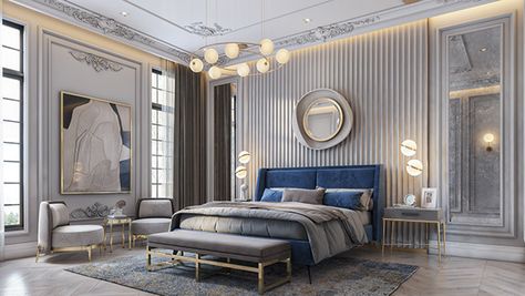 Master Bedroom on Behance Classical Bedroom, Over The Bed Decor, Bathroom Vanity Decor, Neoclassical Interior, Bedroom Interior Design Luxury, Over The Bed, Small Bed, Home Decoration Ideas, Vanity Decor