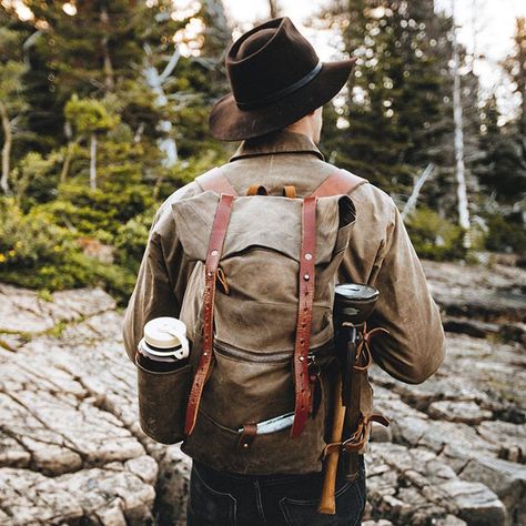 Waxed Canvas Leather Backpack, Canvas Stitching, Handmade Leather Backpack, Backpack Material, Waterproof Backpack, Roll Top, Canvas Backpack, Men Vintage, Waxed Canvas