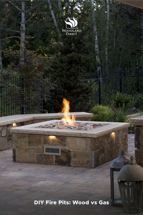 Diy Gas Fire Pit, Outdoor Fire Pit Area, Brick Fire Pit, Rustic Fire Pits, Natural Gas Fire Pit, Fire Pit Kit, Propane Fire Pit Table, Square Fire Pit, Fire Pit Accessories