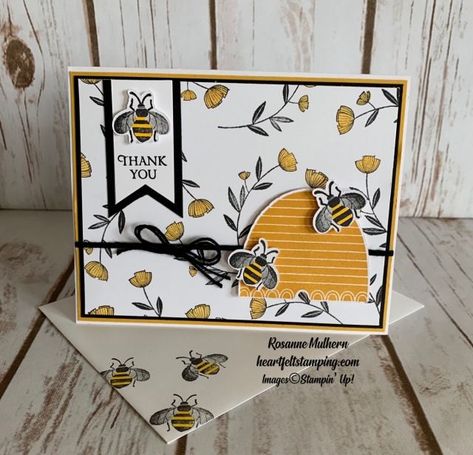 Honey Bee Thank You Cards With Bees, Stampin Up Honey Bee, Honey Bee Home, Bee Cards, Wink Of Stella, Flower Stamp, Fancy Fold Cards, Butterfly Cards, Stamping Up Cards