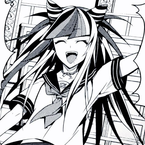 Danganronpa Manga Pfp, Danganronpa Black And White, Danganronpa Manga Icons, Danganronpa 2 Manga, Ibuki Mioda Icon, Danganronpa Manga, Danganronpa Ibuki, Happy Show, Ibuki Mioda