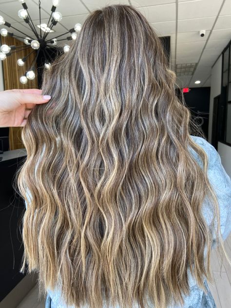 Blonde highlights, Warm tones, Full highlight, lots of Dimension Full Color And Highlights, Full Highlights For Brunettes, Lots Of Highlights, Katelyn Brown, Boliage Hair, Full Highlight, Full Highlights, Hair Company, Brunette Hair With Highlights