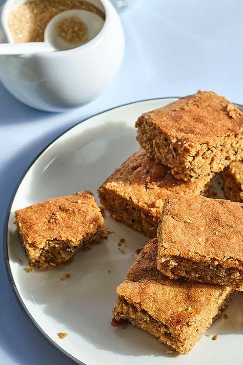 Chewy Tahini Blondies Recipe Tahini Blondies, Pumpkin Pie Squares, Pie Squares, Paleo Pumpkin Pie, Paleo Pumpkin, Recipes Summer, Blondies Recipe, Parchment Paper Baking, Simply Recipes