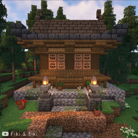 Tutorial for this build is on our YouTube channel: Fiki & Biki (link in bio)! 🐔 Minecraft Small Japanese Shrine, Japanese Shrine Minecraft, Minecraft Shrine Ideas, Asian Minecraft Builds, Minecraft Shrine, Minecraft Small House, Minecraft Japanese, Minecraft Kingdom, Minecraft Idea