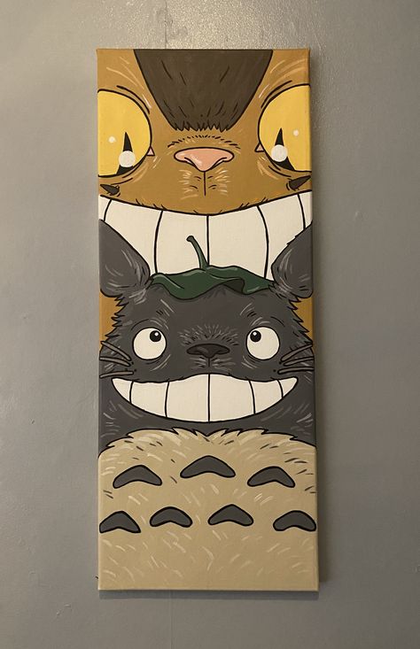 Fox And Mushroom Drawing, Studio Ghibli Art Painting, Gibli Studio Painting Ideas, Totoro Acrylic Painting, Studio Ghibli Paintings, My Neighbor Totoro Painting, Studio Ghibli Bookmark, Studio Ghibli Painting Ideas, Ghibli Bookmark