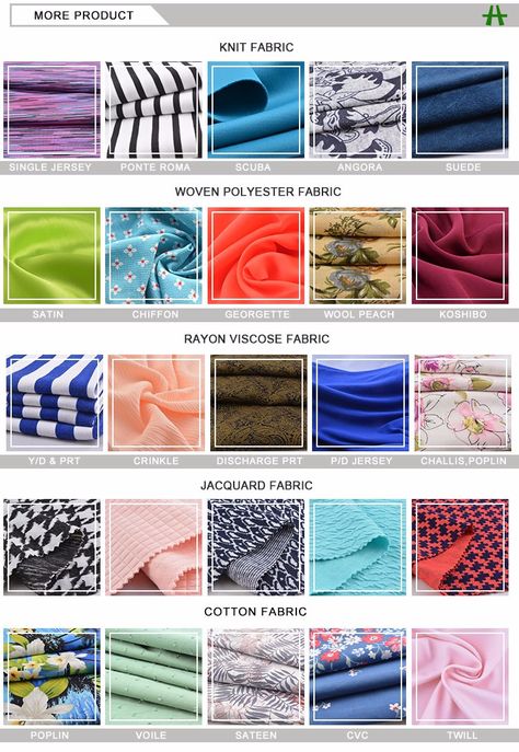 Material Names, Textile Pattern Design Fashion, Clothing Fabric Patterns, Types Of Clothing, Fashion Illustration Collage, Fashion Design Books, Textiles Projects, Fashion Design Patterns, Tricot Fabric