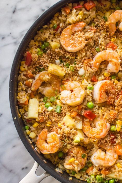 Coconut Pineapple Fried Rice with Shrimp #healthy #friedrice #shrimp Fried Pineapple, Fried Rice With Shrimp, Healthy Nibbles, Shrimp Healthy, Shrimp Coconut, Cooking Fried Rice, Rice With Shrimp, Rice Shrimp, Pineapple Shrimp