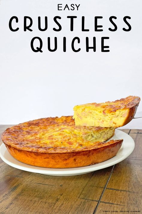 Basic Crustless Quiche Recipe, Easy Crustless Quiche, No Crust Quiche, Basic Quiche Recipe, Quick Quiche, Quiche Recipes Crustless, How To Make Quiche, Chicken Quiche, Crustless Quiche Recipe