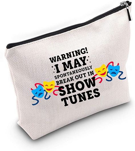 Novelty Makeup, Theatre Classroom, Musical Theater Gifts, Musical Theatre Broadway, Theatre Gifts, Theater Kid, Scout Bags, Clear Makeup Bags, Musical Theater