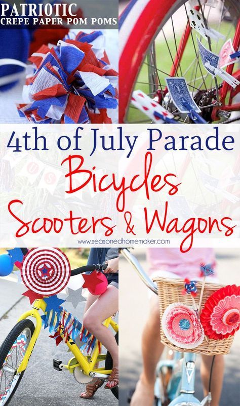 Do you have a 4th of July Parade in your community? Here are some Simple Decorations for 4th of July Bikes, Scooters, & Wagons. Celebrate the 4th of July with fun and whimsey. 4th Of July Bike Decorations, Parade Decorations, Fourth Of July Parade, Bike Parade, Bike Decorations, Simple Decorations, 4th Of July Parade, The Birth Of Christ, Parade Float