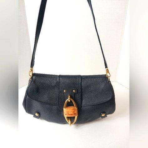 Salvatore Ferragamo Leather Shoulder Bag With Bamboo Padlock Vintage RARE Womens Salvatore Ferragamo Handbags, Ferragamo Handbags, Salvatore Ferragamo, Leather Shoulder Bag, Shoulder Bag, Handbags, Leather, Fashion Design, Women Shopping