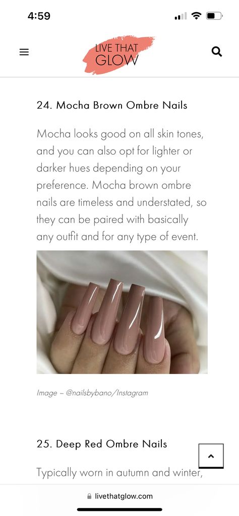 Mocha Ombre Nails, Red Ombre Nails, Red Ombre, Brown Ombre, Mocha Brown, Ombre Nails, Deep Red, Mocha, Skin Tones