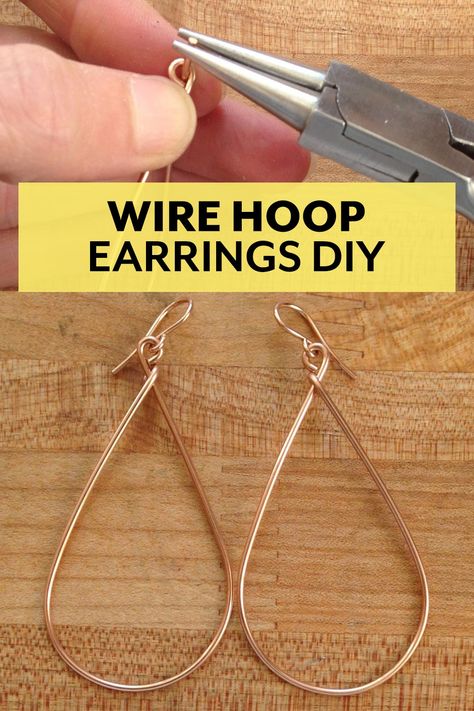 Making Hoop Earrings Wire Jewelry, How To Make Wire Hoop Earrings, Making Wire Earrings, Wire Wrapped Hoops Tutorial, Diy Earring Hooks Wire Jewelry, Diy Earring Findings, How To Make Hoop Earrings Tutorials, How To Make Beaded Hoop Earrings Tutorials, Diy Earrings Hoops Wire Jewelry