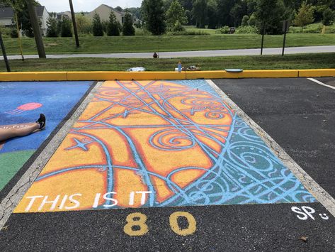 Music Parking Spot Ideas, Senior Festivities, Painted Parking Spaces Ideas, Senior Parking Spot Painting, Senior Spots, Parking Lot Painting, Senior Year Things, Senior Year Fun, Senior Parking Spot