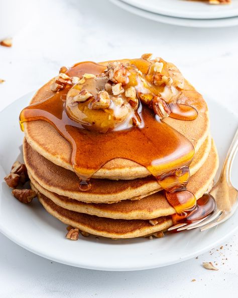 Pecan Butter, Sweet Potato Pancakes, Traditional Breakfast, Breakfast Routine, My Breakfast, Pancakes Ingredients, Potato Pancakes, Baked Sweet Potato, Pancake Batter