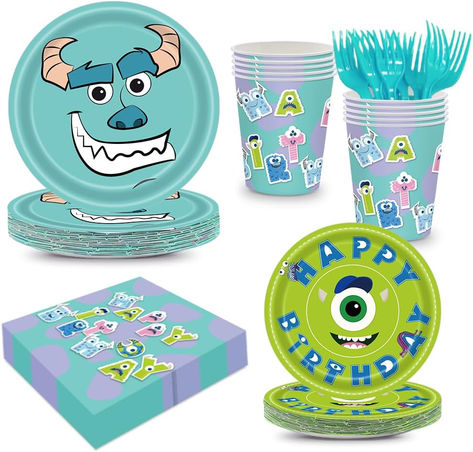 120pcs Monster Birthday Party Supplies Inc Paper Plates Napkins Cups Forks Girl Boy Little Monster Birthday Party Table Decorations Disposable Cake Tableware Set for 24 Guests #ad #monstersinc #monstersuniversity #monstersincbirthday #monstersuniversitybirthday #monstersincbirthdayparty #birthdaypartyideas #birthdaypartysupplies #birthdaycake #mike #sully #boo Monster University Birthday, Monster Birthday Party, Little Monster Birthday, Birthday Party Table Decorations, Monster Inc Birthday, Birthday Party Table, Baby Shower Deco, Monster Birthday Parties, First Birthday Party Themes