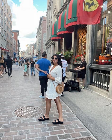 Cream dress from @zaraofficial with black sandals from @stevemadden Cream Dress, Black Sandals, Montreal, White Dress, Sandals, Cream, White, Black