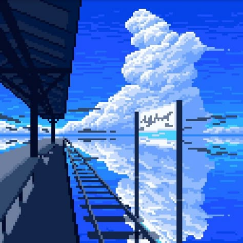 128x128 Clouds 128x128 Pixel Art, Cloud Pixel Art, Blue Pixel Art, Pixel Art Wallpaper, Pixel Art Landscape, Piskel Art, Pixel Art Background, Arte 8 Bits, 8bit Art