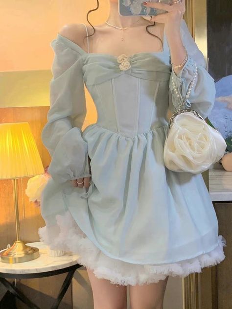 Claire Nakti, Blue Spring Outfits, Rabbit Aesthetic, Fluffy Fashion, Fairytale Dress, Kpop Fashion Outfits, Really Cute Outfits, Outfits Fashion, Kpop Fashion