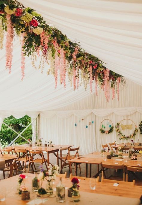 Marquee Wedding Decoration, Marquee Decoration, Wedding Planning Decor, Beautiful Wedding Flowers, Wedding Flower Decorations, Diy Wedding Flowers, Marquee Wedding, Wedding Table Decorations, Hanging Flowers