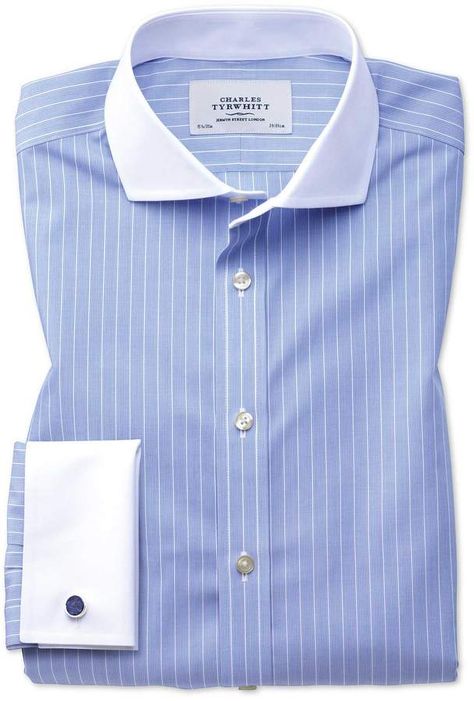 Formal Shirt Design, Contrast Collar Shirt, Guys Fashion Casual, Business Dress Shirts, Uniform Ideas, Office Uniform, Dress Shirt And Tie, Blue And White Shirt, Business Casual Shirts