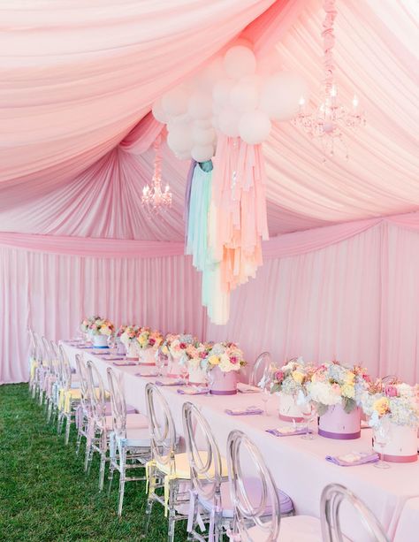 Rainbow Pastel Birthday Party Ideas, Pastel Rainbow Decorations, Pastel Rainbow Centerpiece Ideas, Unicorn Birthday Party Pastel Colors, Pastel Centerpieces, Pastel Party Theme, Pastel Themed Birthday Party Decorations, Pastel Rainbow Party, Pastel Rainbow Birthday Party