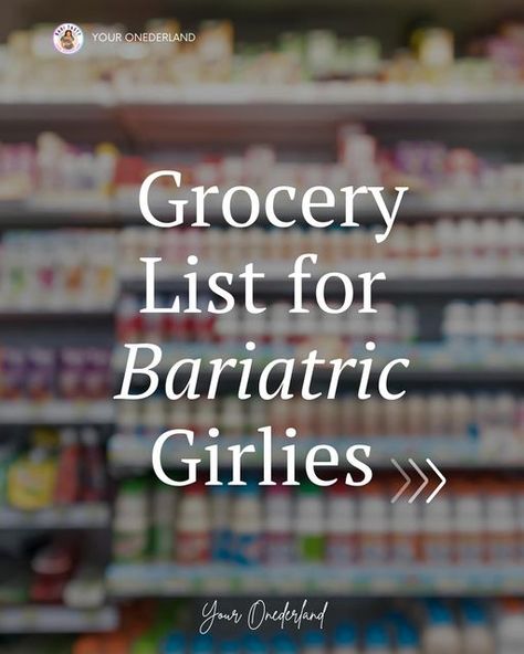 YOUR ONEDERLAND | Bariatric Surgery Mindset & Nutrition on Instagram: "This could save you so much time 👇 

(but first: SAVE this list including the meal ideas at the end!) 

One of the best ways to prep yourself for another HECTIC week is to have a grocery list that makes sense.

And for everyone that’s gonna say:

“But I don’t know what I wanna eat in 3 days from now”

Yeah. We get it. 

You can’t plan out every tiny detail after bariatric surgery.

But hear us out.

When you make a plan, it’s more likely you stick to it (aka it’s easier to change your habits this way).

So, use this grocery list as inspiration for a great start of a brand new week.

And stay focused on these foods/nutrients especially:

- Protein (like meat, fish, chicken, dairy, tofu, nuts, legumes)
- Fiber (like vege Bariatric Grocery List, Bariatric Shopping List, Leafy Green Vegetables, Master Grocery List, Bariatric Sleeve, Change Your Habits, Bariatric Diet, Unsaturated Fats, Probiotic Foods