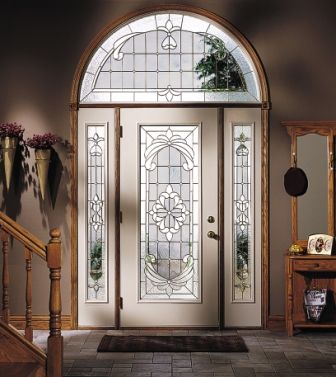 BARNETT MILLWORKS INC Full Glass Exterior Door, Entry Doors With Sidelights, Archways In Homes, Doors With Sidelights, Door Sidelights, Entry Door With Sidelights, Exterior Doors With Glass, Stained Doors, Stained Glass Door