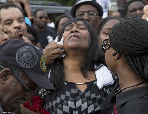 Emotional: Sandra Sterling, Alton's aunt, was struggling to cope with her grief as thousands took to the streets for the vigil Police Shooting, Philando Castile, Liberty And Justice For All, Black Entertainment, Black Families, Black Man, Martin Luther King, Lives Matter, Police Officer