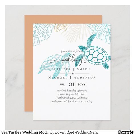 Turtle Wedding, Coastal Wedding Invitations, Elegant Wedding Design, Beach Invitations, Modern Line Art, Congratulations On Your Engagement, Low Budget Wedding, Budget Wedding Invitations, Turtle Party