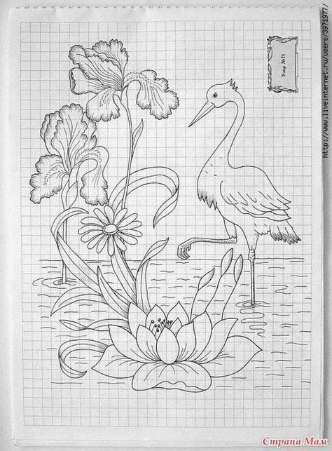 Glass Painting Patterns, Fabric Paint Designs, Flower Drawing Design, Flower Art Drawing, Pola Sulam, Indian Art Paintings, Hand Embroidery Design Patterns, Art Drawings For Kids, Bird Drawings