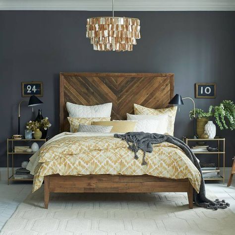 Source: West Elm, Alexa Reclaimed Wood Bed Reclaimed Wood Beds, Bed Interior, Ikea Bed, 아파트 인테리어, Bedroom Refresh, Rustic Bedroom, Wooden Bed, Modern Bed, Beautiful Bedrooms