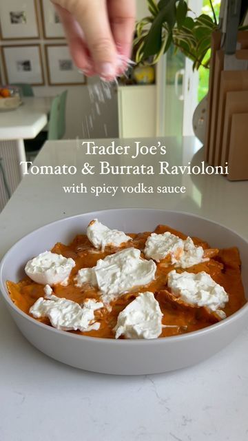 MacKenzie Smith on Instagram: "End of summer recipe you must-make!! Snag these Tomato and Burrata ravioli from Trader Joe’s before they’re gone!! Personally we love it with my simple spicy vodka sauce recipe but use whatever sauce your heart desires! ❤️  Comment “RAVIOLI” to get the full recipe sent straight to your DM inbox or email!  INGREDIENTS ⭐️ 2 8.8 oz boxes Tomato & Burrata Raviolioni  ⭐️ 3 tbsp salted butter  ⭐️ 1 tbsp olive oil ⭐️ 3 cloves garlic, minced  ⭐️ 1/3 cup tomato paste ⭐️ 1 tsp Calabrian chili (or substitute for 1 tsp red pepper flakes) ⭐️ 1 shot vodka ⭐️ 3/4 cup heavy cream ⭐️ 1/2 tsp sugar ⭐️ 1/2 tsp salt ⭐️ 1 cup grated parmesan, divided ⭐️ Kosher salt  Snag the directions and the rest of the recipe through the link on my bio page or through this address: https://gri Burrata Ravioli, Spicy Vodka Sauce, Tomato And Burrata, Vodka Sauce Recipe, Mackenzie Smith, Cheese Rolls, Calabrian Chili, Trader Joes Recipes, Bacon Egg And Cheese