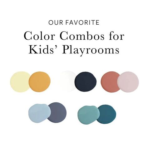 Are you looking to give your kids' playroom a makeover? Choosing colors for a kids’ playroom is such a fun decision , but can be overwhelming, so we wanted to share some of our favorite color combos with you! These color combos will fit any interior style and are created with your kiddos in mind! Playroom Colors, Playroom Paint Colors, Playroom Paint, Small Playroom, Colorful Playroom, Basement Playroom, Home Paint, Best Paint, Kids' Playroom