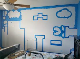 Mario Brothers Room Ideas, Mario Mural Bedroom, Super Mario Mural, Mario Bedroom Ideas, Super Mario Bedroom Ideas, Mario Bedroom Ideas Boys, Mario Wall Decals, Mario Mural, Super Mario Nursery