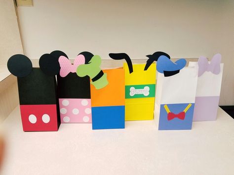 Mickey And Friends Birthday Party, Disney Goodie Bags, Mickey Mouse Candy Bags, Mickey Mouse Gift Bags Diy Party Favors, Disney Mickey Mouse Bags For Disney Fan Events, Mickey Favor Bags, Mickey Mouse Chip Bags, Mickey Craft, Mickey Clubhouse