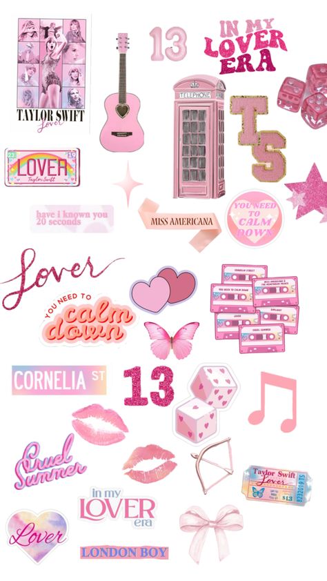 Loverrrr 💕 Aesthetic Stickers Printable Taylor Swift, Lover Taylor Swift Aesthetic Stickers, Lover Collage Taylor Swift, Lover Sticker Taylor Swift, Taylor Swift Printable Stickers, Taylor Swift Clipart, Taylor Swift Stickers Printable, Taylor Swift Collage, Wallpaper Film