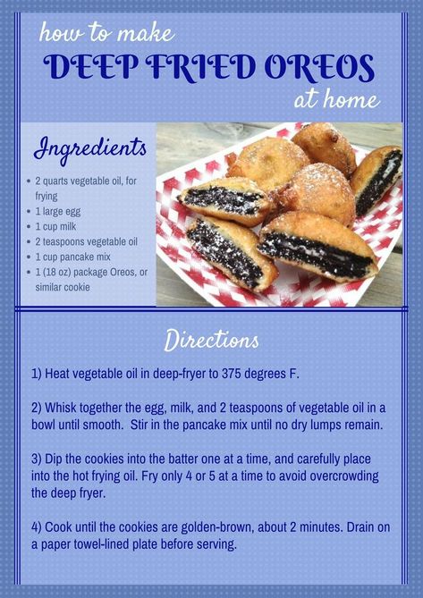 Best Fried Oreos Recipe, How To Deep Fry Oreos, Baked Fried Oreos, Easy Deep Fried Oreos, Easy Deep Fried Recipes, Diy Fried Oreos, Desert To Make At Home, How To Make Deep Fried Oreos, Deep Fried Desserts Easy